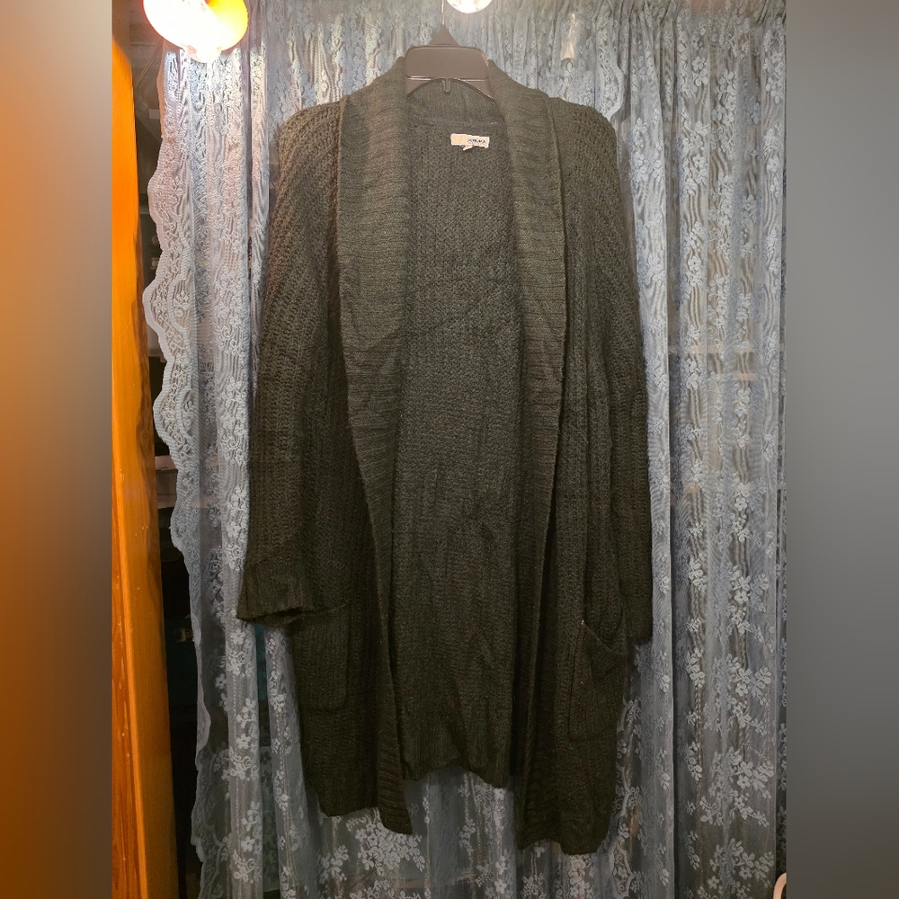 Dark Green Knit Cardigan